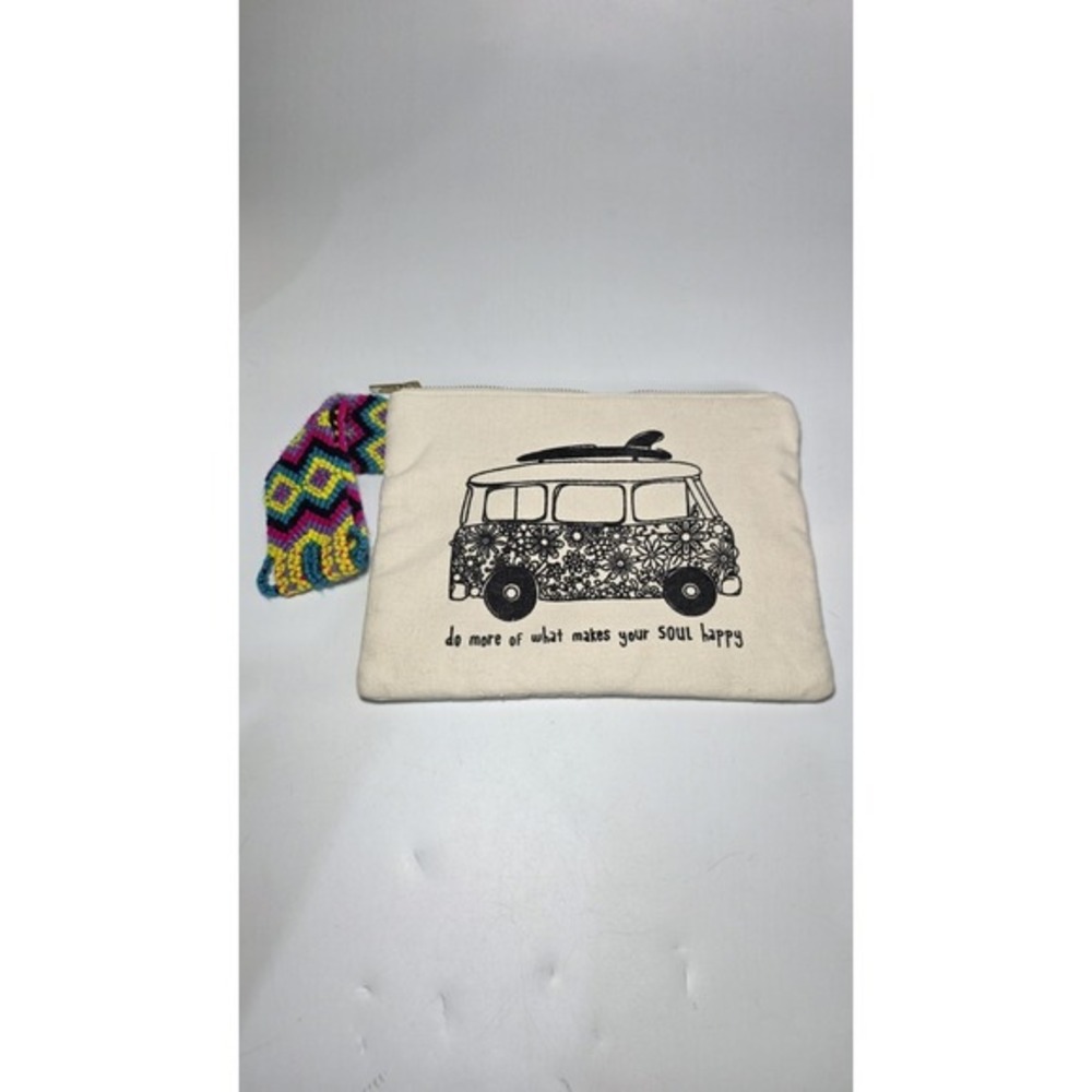 Natural Life Do More Of What Makes Your Soul Happy Zip Pouch Wristlet Bag VW Bus